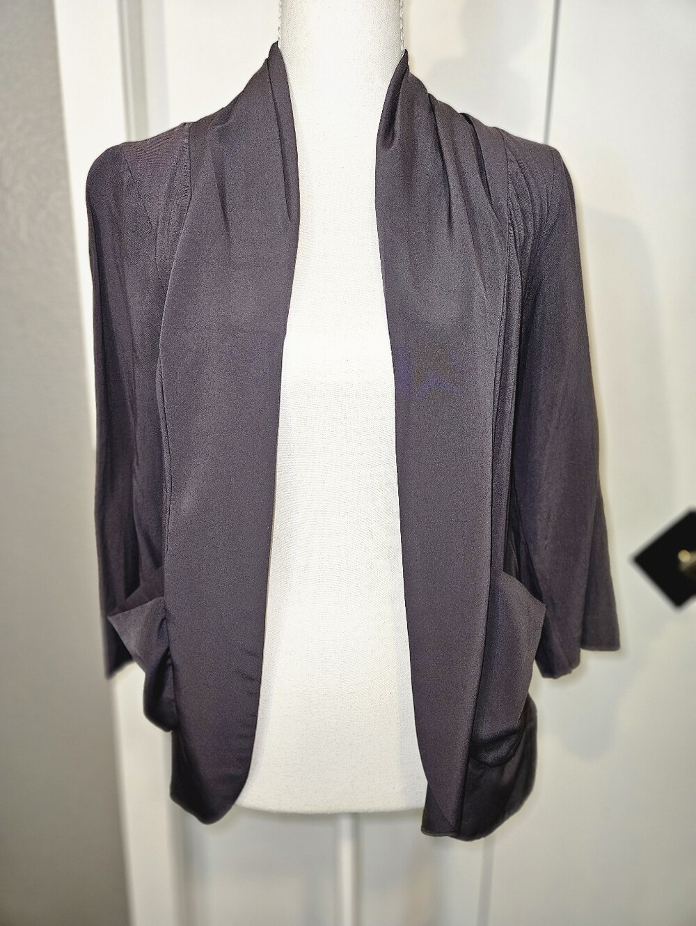 Kimchi Blue Slate Gray Open-Front Draped Blazer